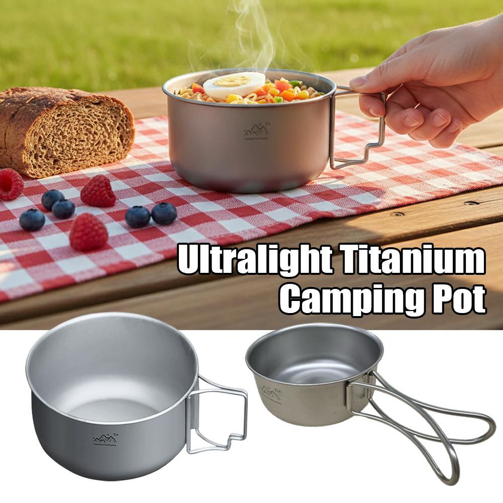 Camping Hiking Cooking - Ultralight Titanium Camping Pot Portable Picnic