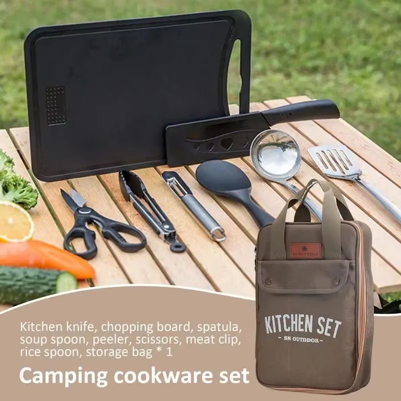 8pcs Camping Kitchen Cookware  - Camping Hiking Cooking ulasan dan harga