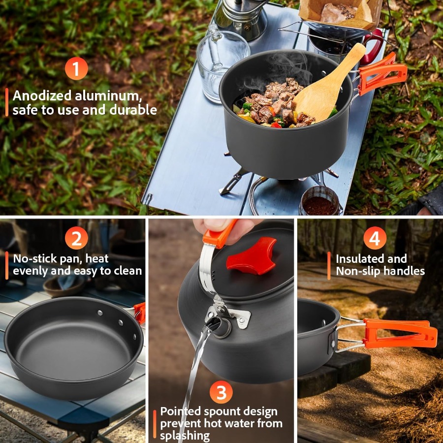 Camping Cookware Set: 35oz Non - Camping Hiking Cooking ulasan dan harga