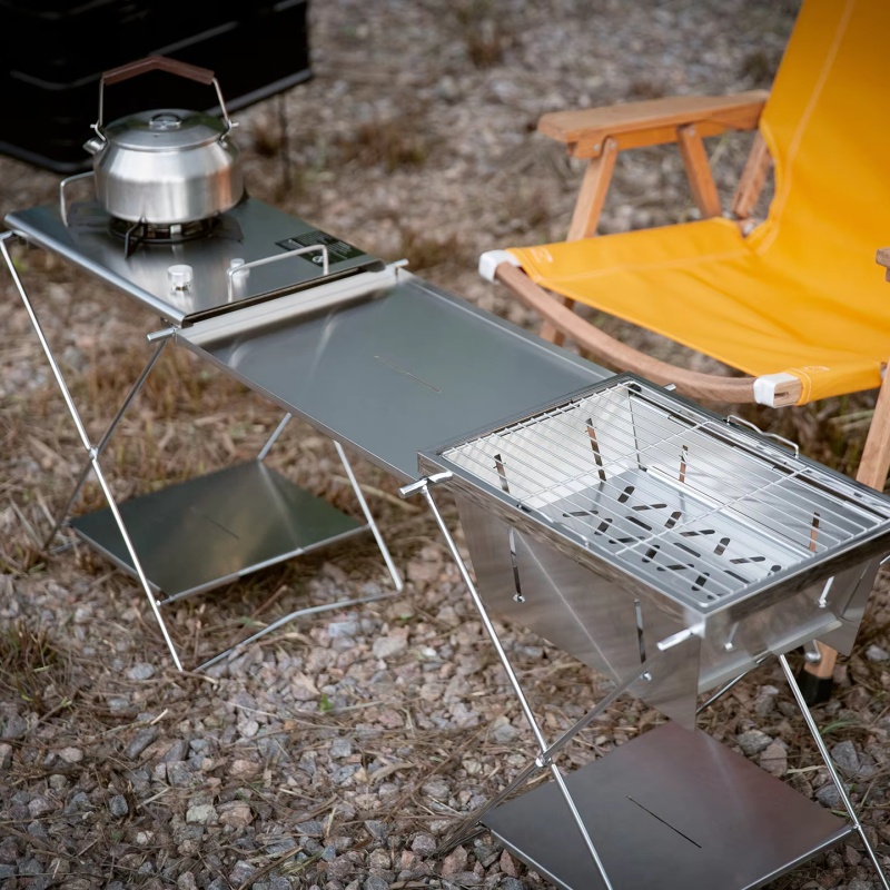 Outdoor Stainless Steel Foldin - Camping Cooking Table ulasan dan harga